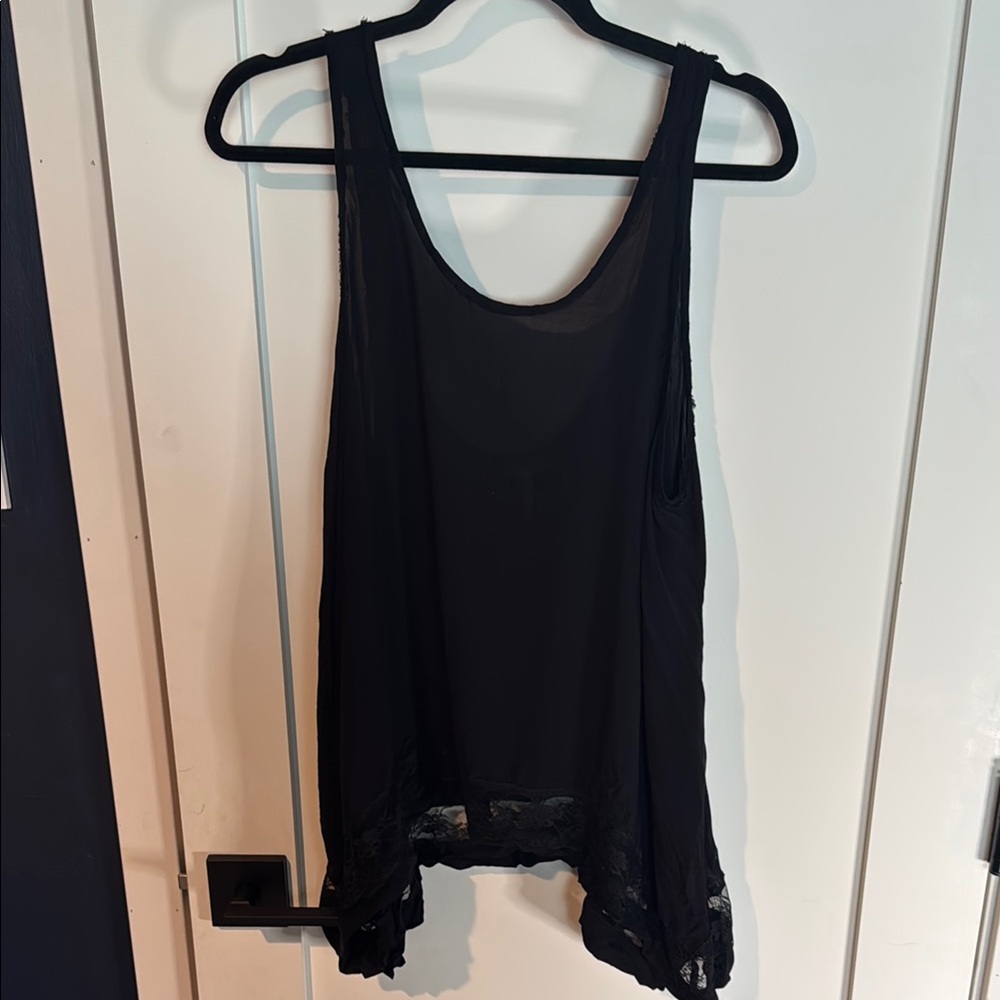 Black Asymmetrical Tank Top with Cut Out Style